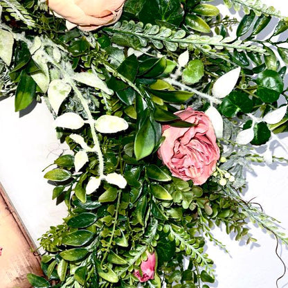 Spring Wreath for Front Door, Mauve and Pink Peonies, Cottage-Style Décor for Home, Weddings, or Bridal Showers Decorations