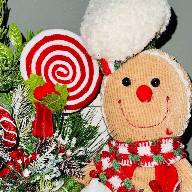 Christmas Gingerbread Man Arragement for Tabletop Kitchen Centerpiece CoffeTable Decor Holiday Office Decorations Teacher Gifts Seasonal