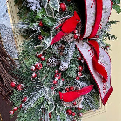 Cardinal Rustic Christmas Wreath Decor for Front Door Office Holiday Decorations Christmas Cardinal Decor Gifts Traditional Christmas Colors