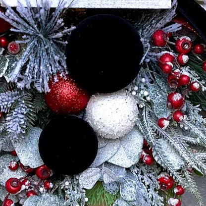Christmas Swag Lighted Black White House Icy Greenery Glittered Red White Black Velvet Bow Holiday Decorations Office Decor Gift Ideas