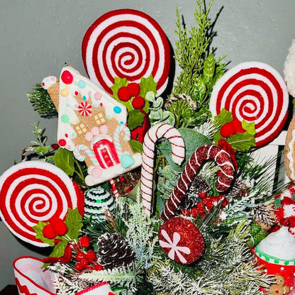 Christmas Gingerbread Man Arragement for Tabletop Kitchen Centerpiece CoffeTable Decor Holiday Office Decorations Teacher Gifts Seasonal