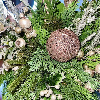 Deer Candle Stick Centerpiece Elegant Christmas Décor with Pink Poinsettia for Entry Way or Tabletop Arrangement Holiday Decorations