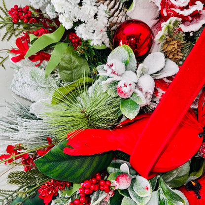 Cardinal Rustic Christmas Wreath Decor for Front Door Office Holiday Decorations Christmas Cardinal Decor Gifts Traditional Christmas Colors