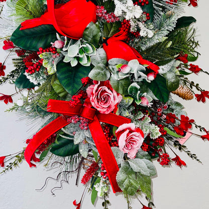 Cardinal Rustic Christmas Wreath Decor for Front Door Office Holiday Decorations Christmas Cardinal Decor Gifts Traditional Christmas Colors