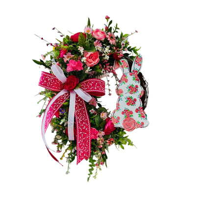 Spring Bunny Rabbit Wreath Everyday Floral Wreath Home Decor Spring Decor Outdoor Indoor Summer