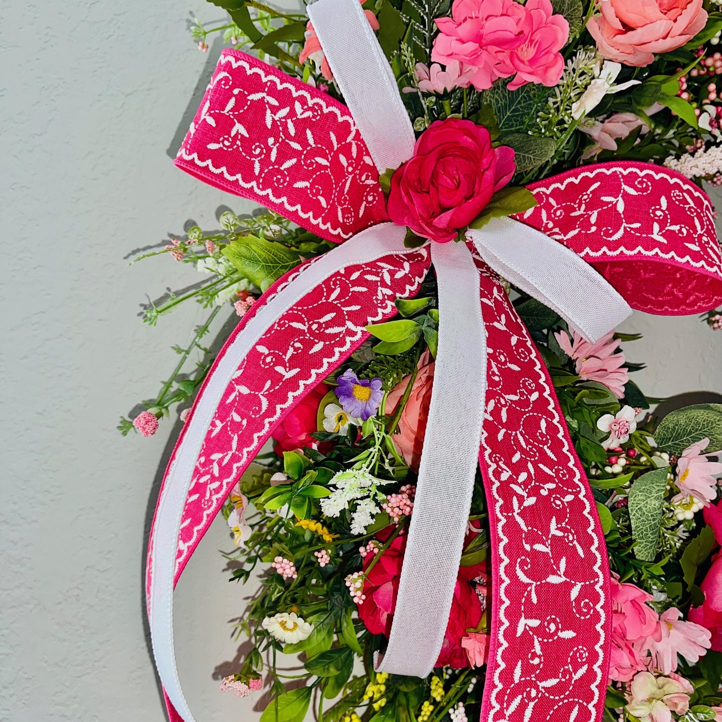 Spring Bunny Rabbit Wreath Everyday Floral Wreath Home Decor Spring Decor Outdoor Indoor Summer