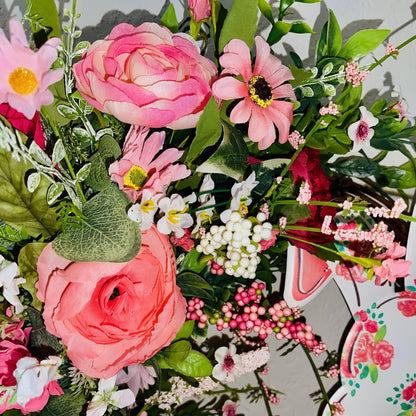 Spring Bunny Rabbit Wreath Everyday Floral Wreath Home Decor Spring Decor Outdoor Indoor Summer