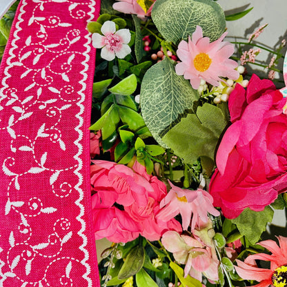 Spring Bunny Rabbit Wreath Everyday Floral Wreath Home Decor Spring Decor Outdoor Indoor Summer