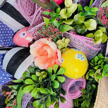 Easter Wreath for front door White Bunny Rabbit Decorations Gift Home Office Decor Handmade Indoor Outdoor Door Hanger