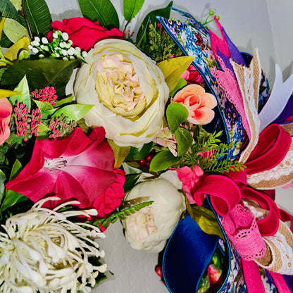 Floral Wreath for Front Door, Porch decor ideas, Gifts for Mother’s Day, Birthdays, or Weddings, Home Decorations, Farmhouse, Office Decor