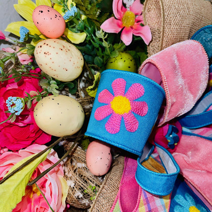 Easter Bunny Wreath with Spring Florals Seasonal Home Décor for Entryway Indoor Office Decorations for Front Door Bunny Rabbit Decorations