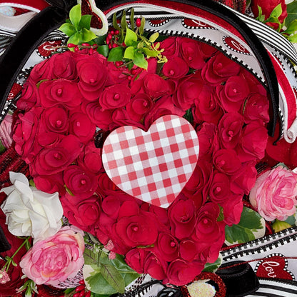 Valentine's Day Heart Swag Wreath Romantic front door decor with red hearts, glitter accents Love Themed Home Decorations Office Decor