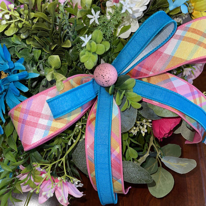 Easter Bunny Candlestick Centerpiece with Spring Flowers for mantle, entryway, or tabletops, Rustic Easter Decorations for Office Home Decor