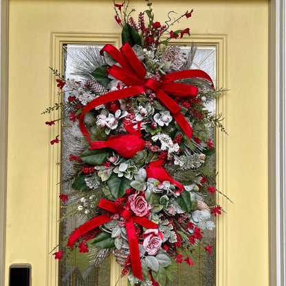 Cardinal Rustic Christmas Wreath Decor for Front Door Office Holiday Decorations Christmas Cardinal Decor Gifts Traditional Christmas Colors