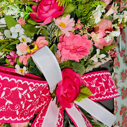 Spring Bunny Rabbit Wreath Everyday Floral Wreath Home Decor Spring Decor Outdoor Indoor Summer