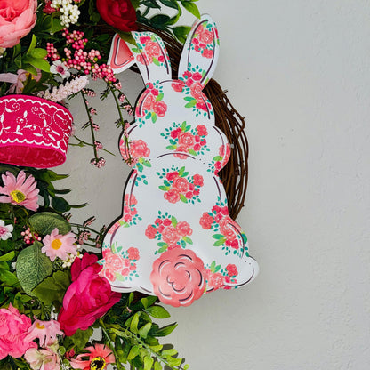 Spring Bunny Rabbit Wreath Everyday Floral Wreath Home Decor Spring Decor Outdoor Indoor Summer