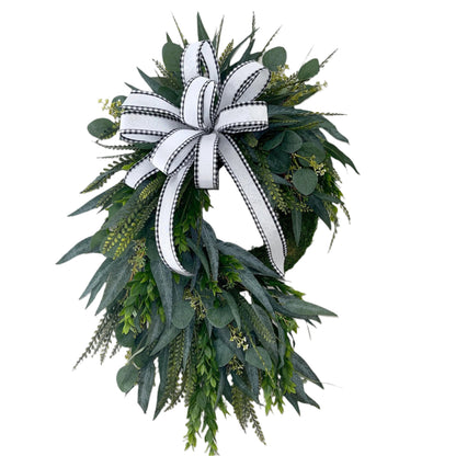 Elegant Everyday Greenery Wreath for Front Door, Entryway, or Mantle Rustic Farmhouse Door Decor Office Decorations Mother's Day Gifts