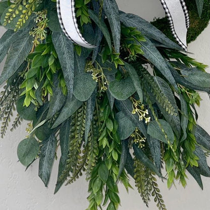 Elegant Everyday Greenery Wreath for Front Door, Entryway, or Mantle Rustic Farmhouse Door Decor Office Decorations Mother's Day Gifts