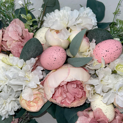 Easter egg wreath for front door, Spring floral decor, Easter egg decorations, Flower Wreath, Rustic Farmhouse, Porch decoration Ideas