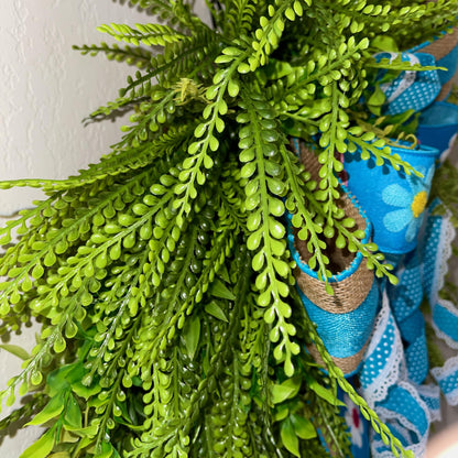 Beaded grass wreath for front door, Year round front door decor, Spring Easter decorations, Rustic farmhouse wreath, Spring home decor Ideas