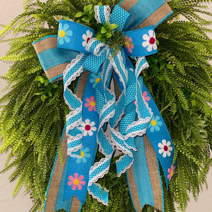 Beaded grass wreath for front door, Year round front door decor, Spring Easter decorations, Rustic farmhouse wreath, Spring home decor Ideas