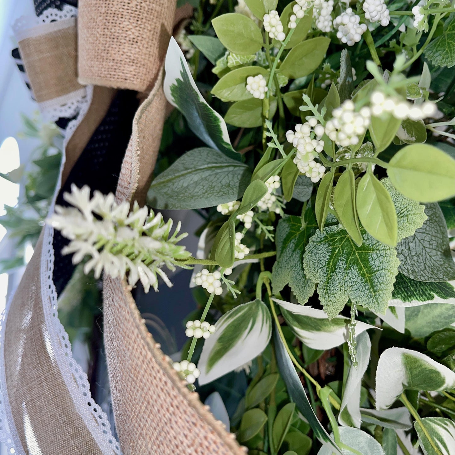 Everyday Wreath for Front Door, Farmhouse Welcome Wreath, Neutral Wreath, Greenery Wreath Decor, All Year Decorations, Year Round Decor