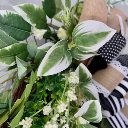 Everyday Wreath for Front Door, Farmhouse Welcome Wreath, Neutral Wreath, Greenery Wreath Decor, All Year Decorations, Year Round Decor