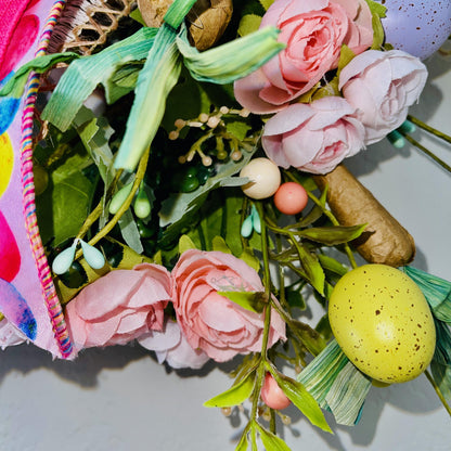 Easter Bunny wreath for font door, Rustic spring bunny for home decor, Farmhouse-style Easter door decor, Boxwood greenery, Easter Ideas