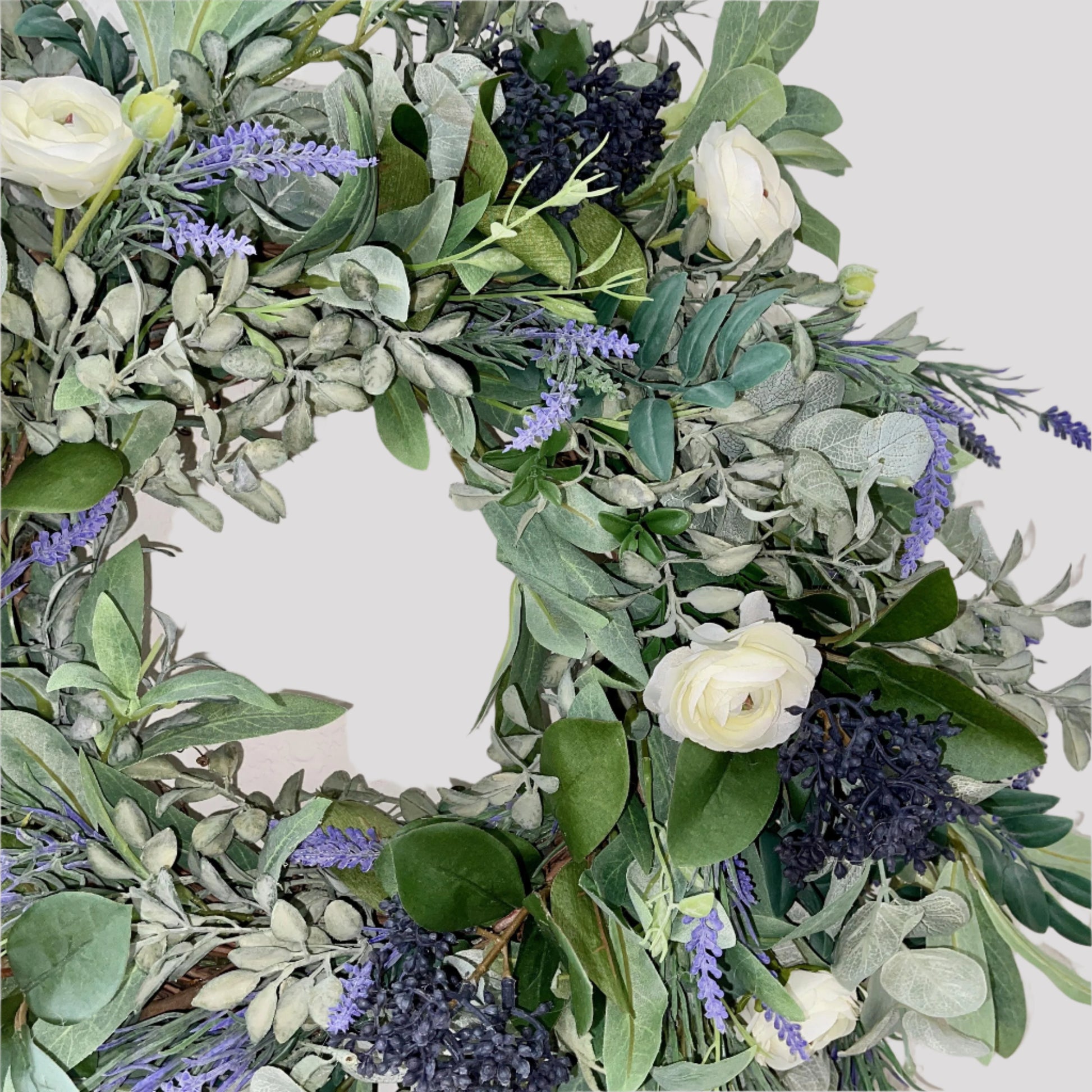 Everyday Lavender Wreath for Front Door, White floral decor, Rustic Farmhouse Wreath, Decorations for Easter, Home & wall decor, Lavender