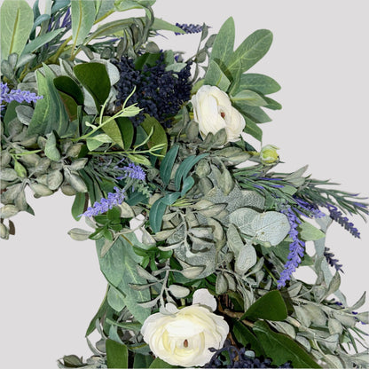 Everyday Lavender Wreath for Front Door, White floral decor, Rustic Farmhouse Wreath, Decorations for Easter, Home & wall decor, Lavender