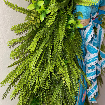 Beaded grass wreath for front door, Year round front door decor, Spring Easter decorations, Rustic farmhouse wreath, Spring home decor Ideas