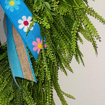 Beaded grass wreath for front door, Year round front door decor, Spring Easter decorations, Rustic farmhouse wreath, Spring home decor Ideas