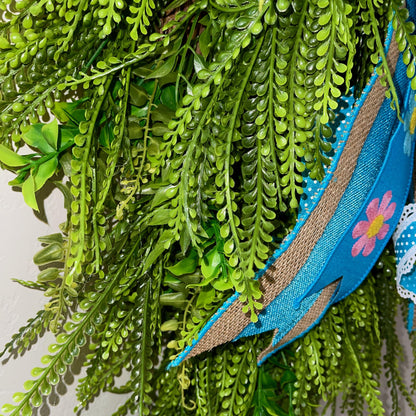 Beaded grass wreath for front door, Year round front door decor, Spring Easter decorations, Rustic farmhouse wreath, Spring home decor Ideas