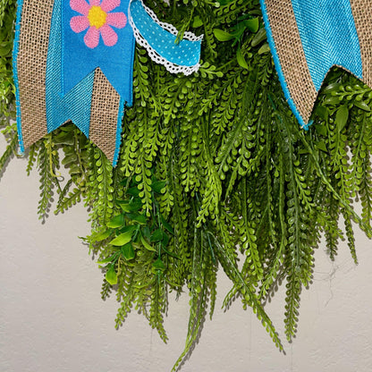 Beaded grass wreath for front door, Year round front door decor, Spring Easter decorations, Rustic farmhouse wreath, Spring home decor Ideas