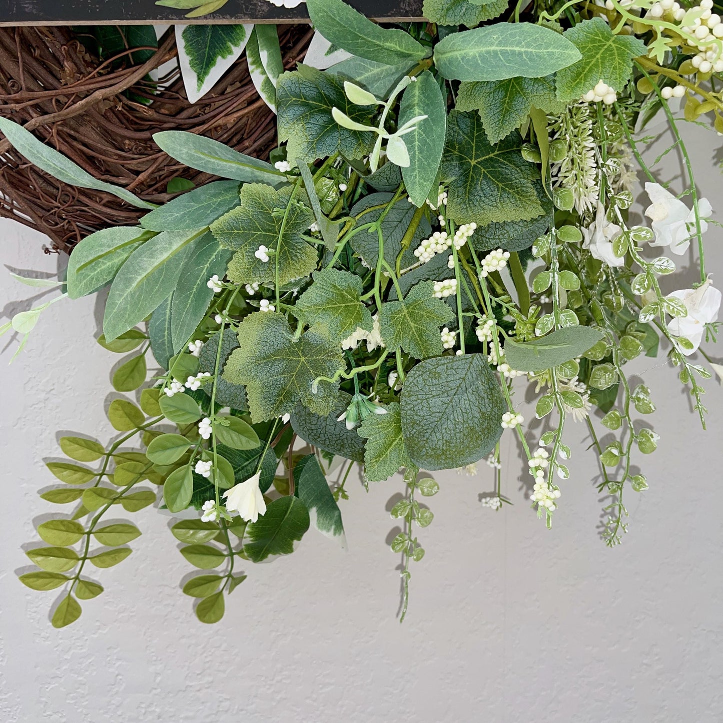 Everyday Wreath for Front Door, Farmhouse Welcome Wreath, Neutral Wreath, Greenery Wreath Decor, All Year Decorations, Year Round Decor