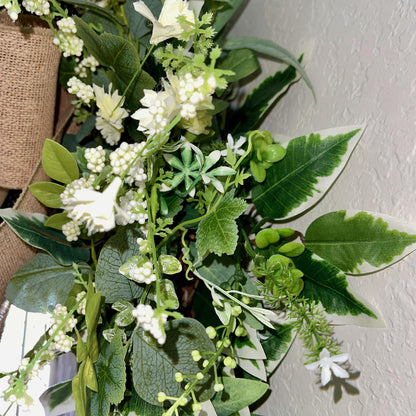 Everyday Wreath for Front Door, Farmhouse Welcome Wreath, Neutral Wreath, Greenery Wreath Decor, All Year Decorations, Year Round Decor