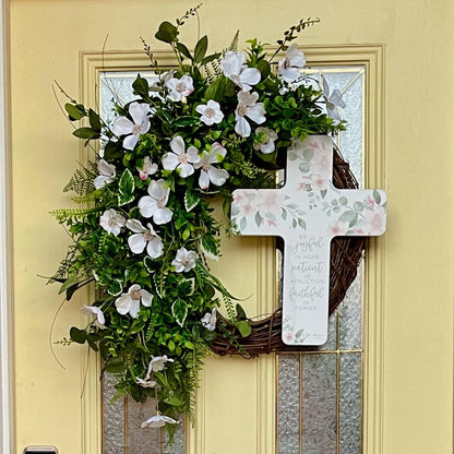 Dogwood Wreath for front door, Christian Easter door wreath, Easter Decorations, Home Decor, Spring Wreath, Church Decorations for hallway