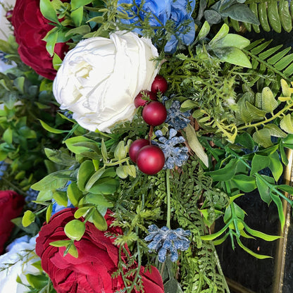 Patriotic Wreath for front door, Fourth of July Decor, RV Wreath, Candle Ring, Red, White & Blue Decorations. USA Door Hanger, Home Decor