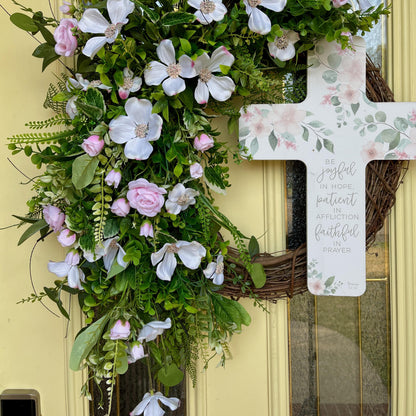 Dogwood Wreath for front door, Christian Easter door wreath, Easter Decorations, Home Decor, Spring Wreath, Church Decorations for hallway
