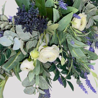 Everyday Lavender Wreath for Front Door, White floral decor, Rustic Farmhouse Wreath, Decorations for Easter, Home & wall decor, Lavender
