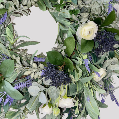 Everyday Lavender Wreath for Front Door, White floral decor, Rustic Farmhouse Wreath, Decorations for Easter, Home & wall decor, Lavender