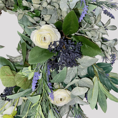 Everyday Lavender Wreath for Front Door, White floral decor, Rustic Farmhouse Wreath, Decorations for Easter, Home & wall decor, Lavender