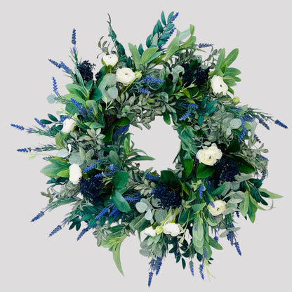 Everyday Lavender Wreath for Front Door, White floral decor, Rustic Farmhouse Wreath, Decorations for Easter, Home & wall decor, Lavender