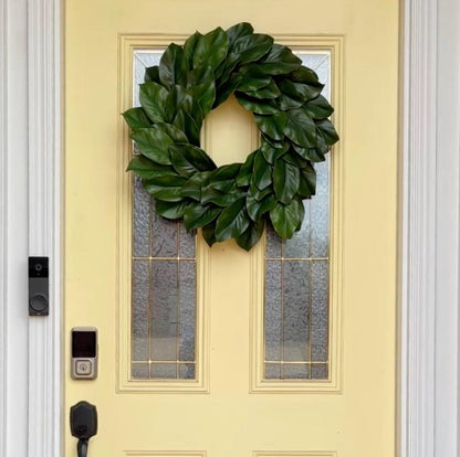 Realistic Magnolia Wreath for front door. Artificial Magnolia Wreath, Year Round Decor for home, All Season door Decor. Housewarming gift
