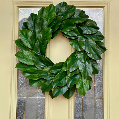 Realistic Magnolia Wreath for front door. Artificial Magnolia Wreath, Year Round Decor for home, All Season door Decor. Housewarming gift
