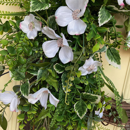Dogwood Wreath for front door, Christian Easter door wreath, Easter Decorations, Home Decor, Spring Wreath, Church Decorations for hallway