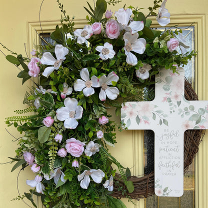 Dogwood Wreath for front door, Christian Easter door wreath, Easter Decorations, Home Decor, Spring Wreath, Church Decorations for hallway