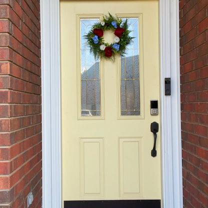 Patriotic Wreath for front door, Fourth of July Decor, RV Wreath, Candle Ring, Red, White & Blue Decorations. USA Door Hanger, Home Decor