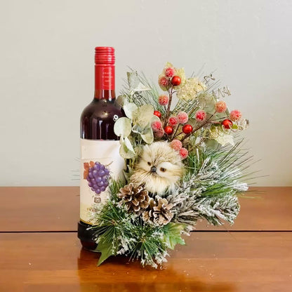Holiday Wine Bottle Arrangement with Owl – Rustic Christmas Gift for Teachers, Coworkers & Friends (Copy)