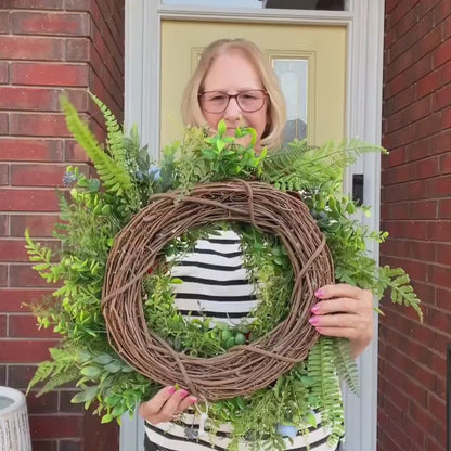Patriotic Wreath for front door, Fourth of July Decor, RV Wreath,  Candle Ring, Red, White & Blue Decorations. USA Door Hanger, Home Decor